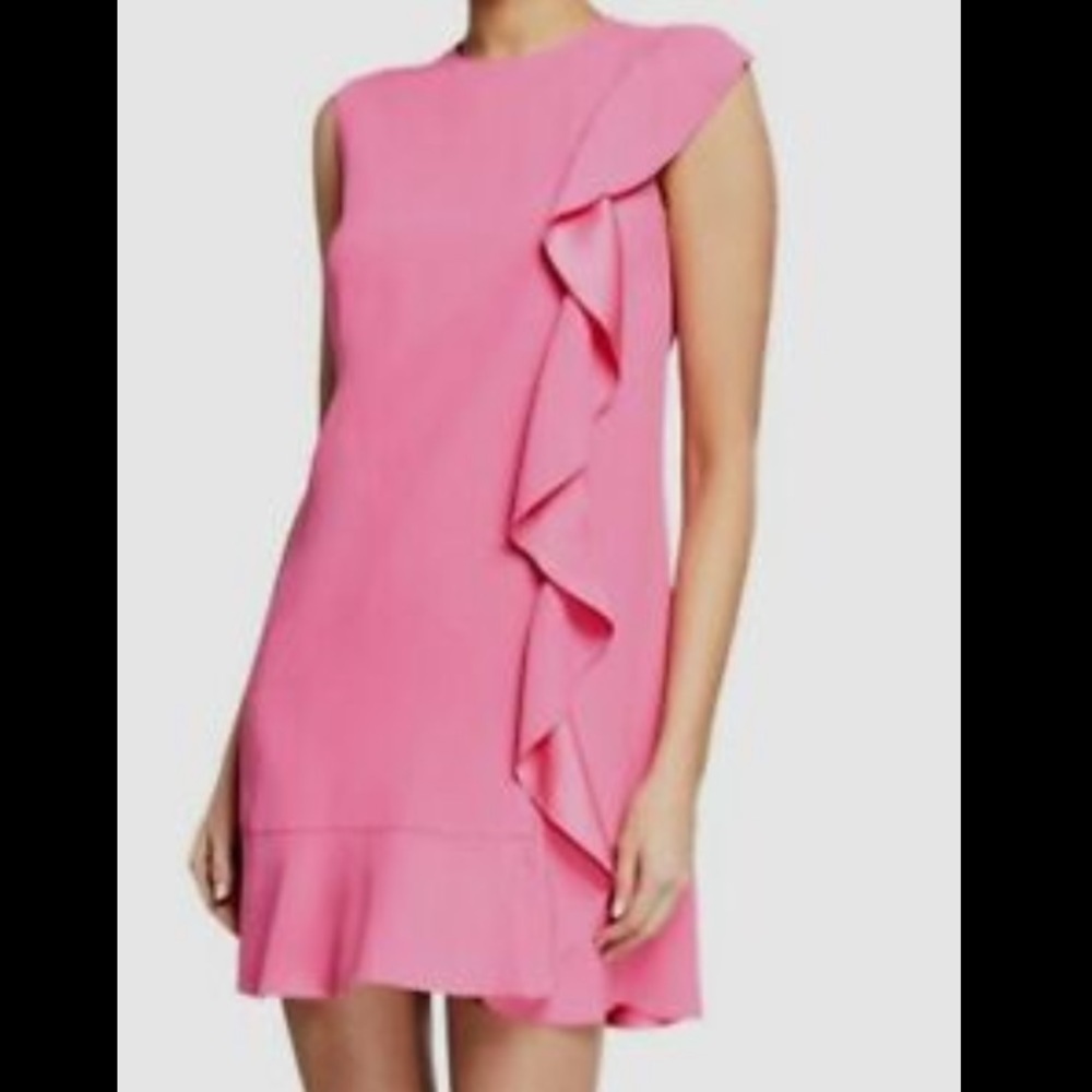 Red Valentino Pink Envers Sleeveless Crepe Ruffle Shift Dress EU 42 $1998
